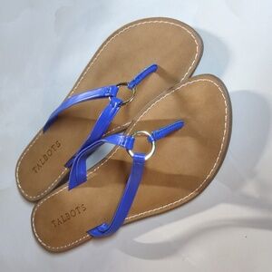 Talbots Mari Metal O-Ring Thong Sandals - Mykonos Blue Size 10